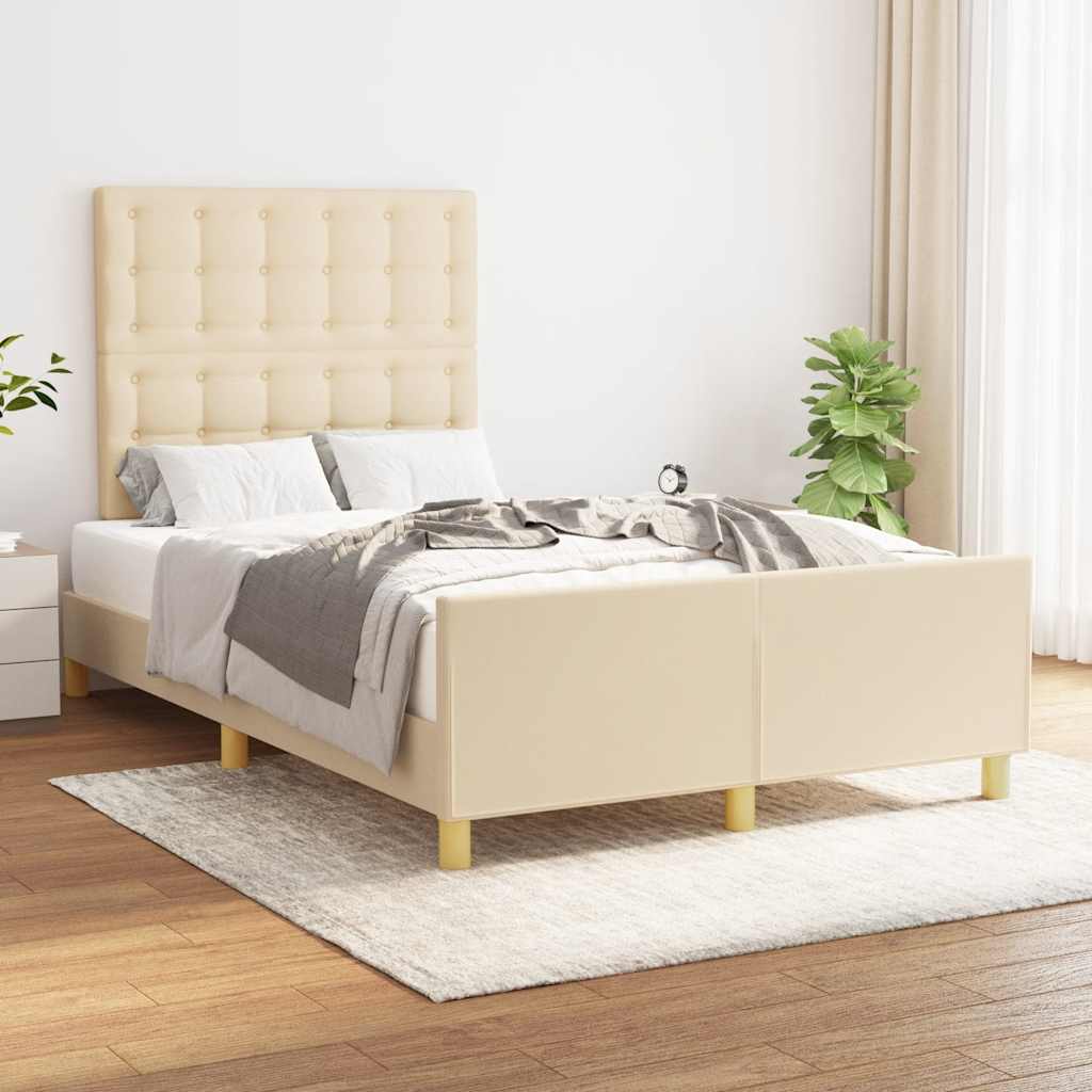 sengeramme uden madras 120x190 cm stof cremefarvet