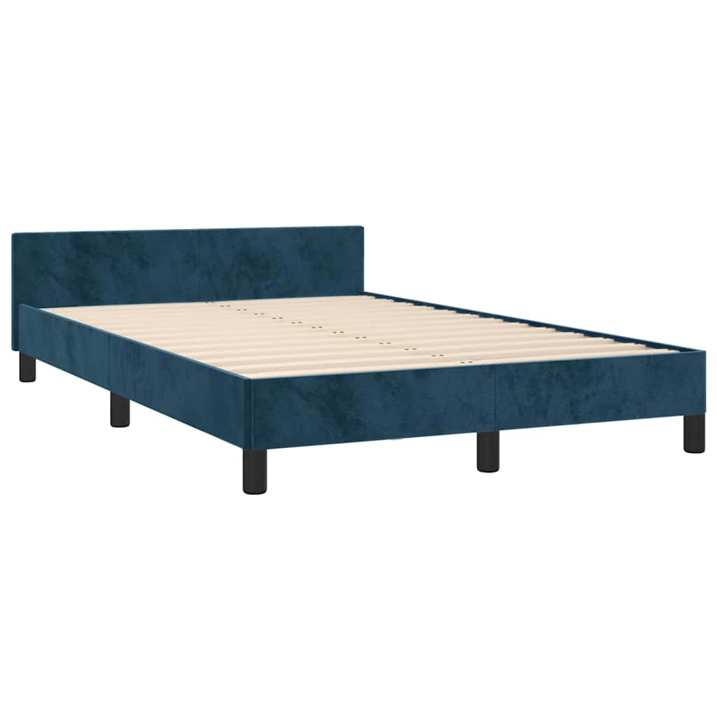 sengeramme uden madras 120x190 cm fløjl mørkeblå
