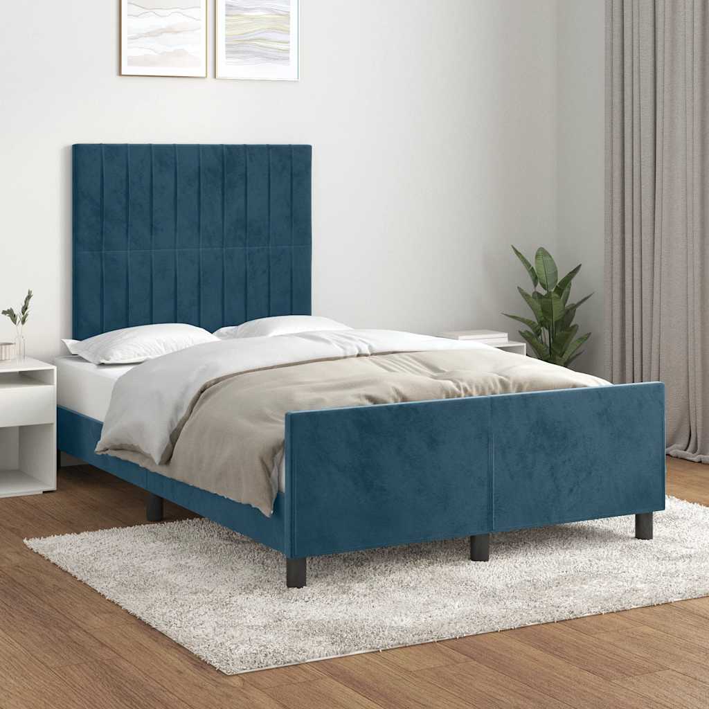 sengeramme uden madras 120x190 cm fløjl mørkeblå