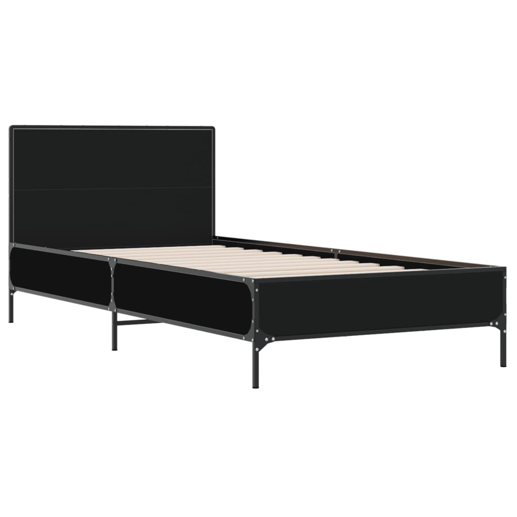 sengeramme 100x200 cm konstrueret træ og metal sort