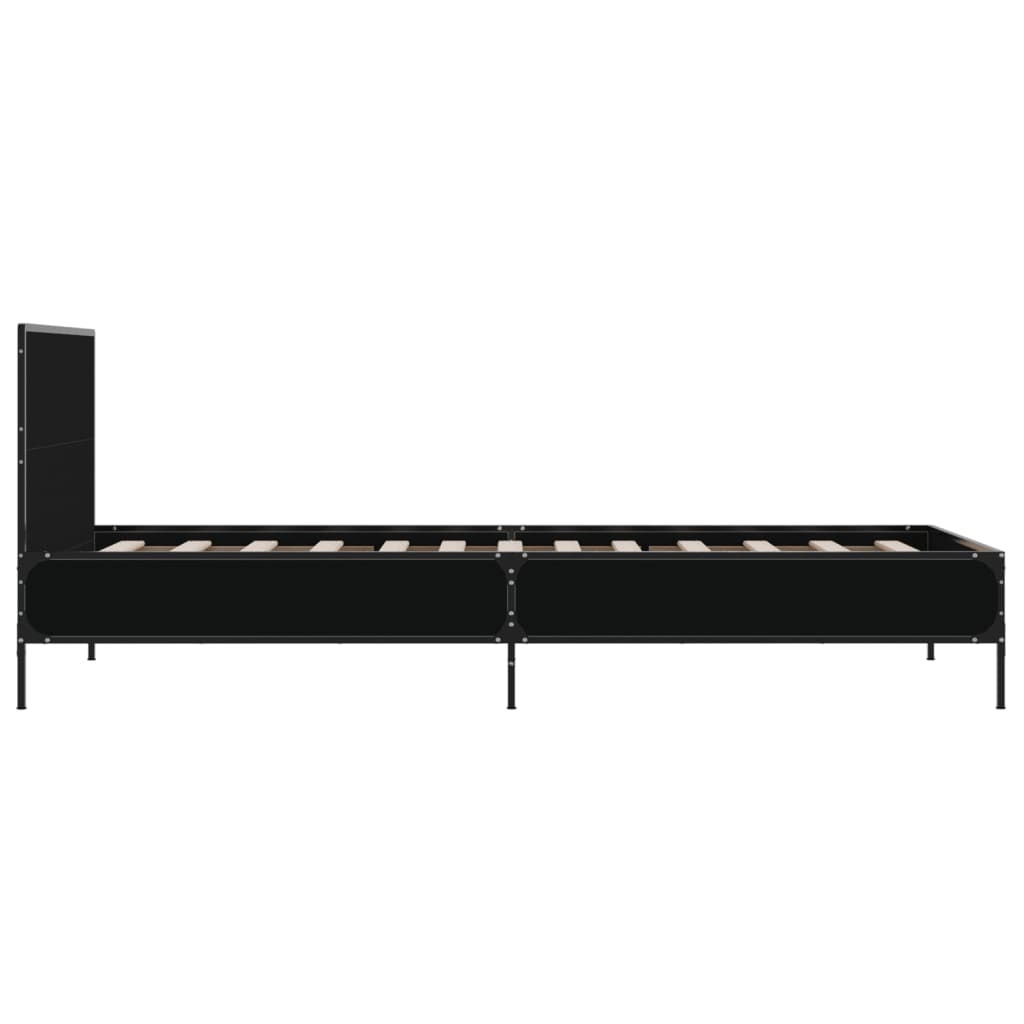 sengeramme 100x200 cm konstrueret træ og metal sort