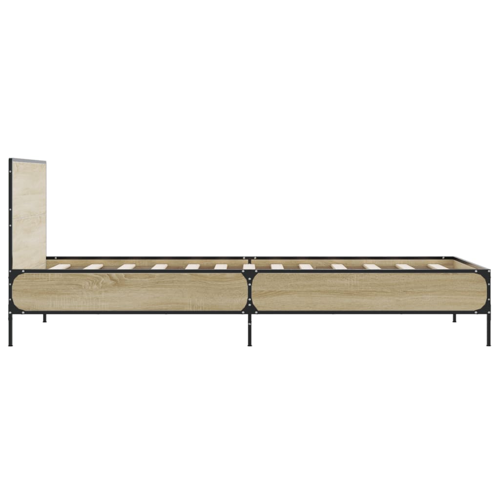 sengeramme 100x200 cm konstrueret træ og metal sonoma-eg