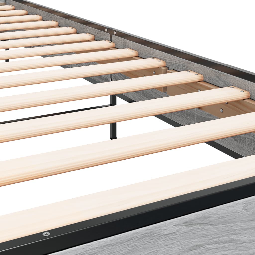sengeramme 100x200 cm konstrueret træ og metal grå sonoma-eg