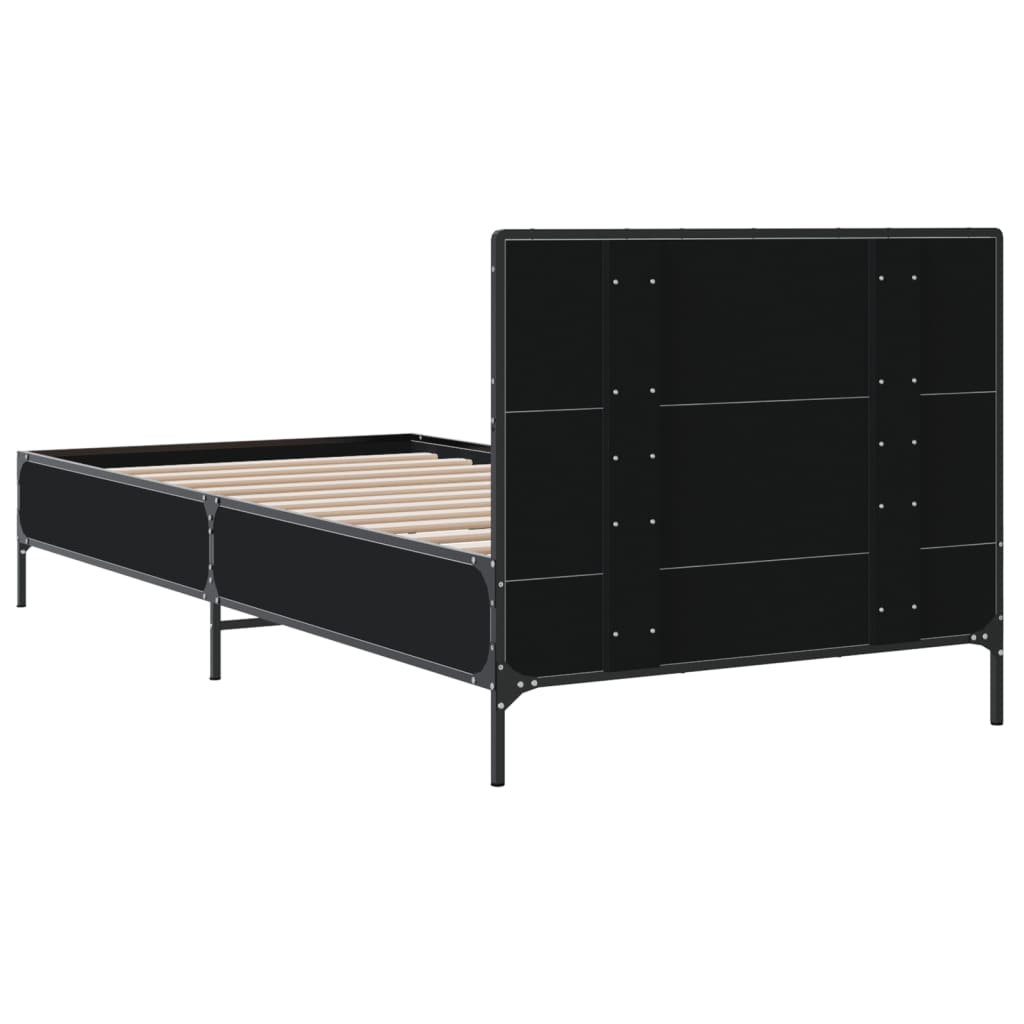 sengeramme 75x190 cm konstrueret træ og metal sort