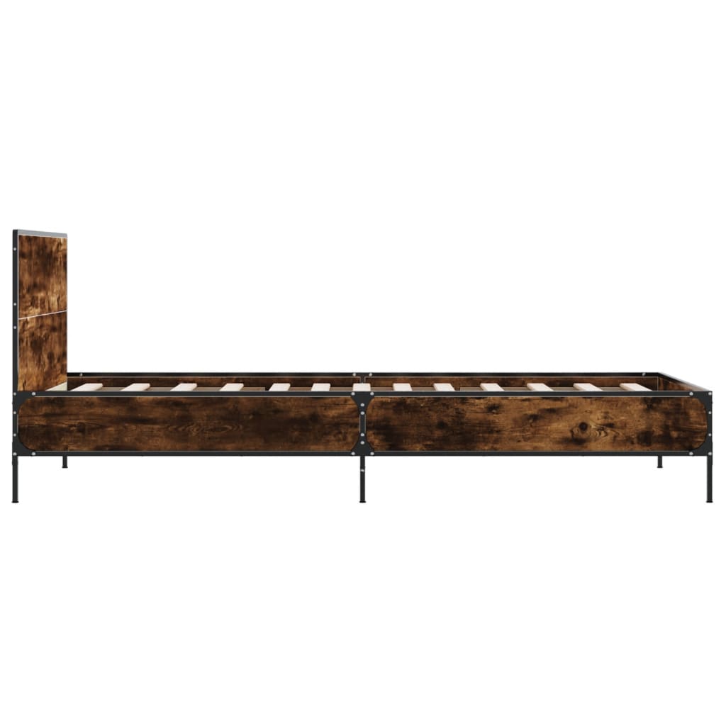 sengeramme 75x190 cm konstrueret træ og metal røget eg
