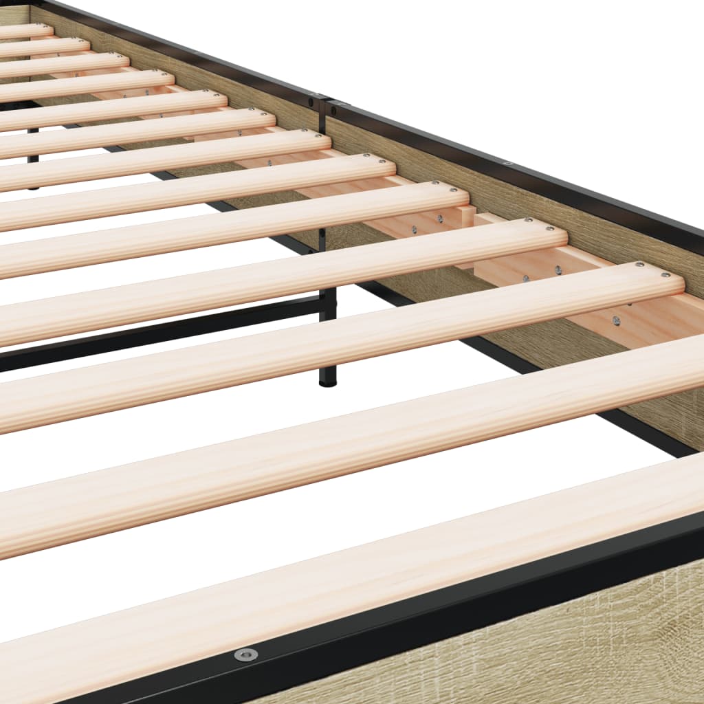 sengeramme 90x200 cm konstrueret træ og metal sonoma-eg