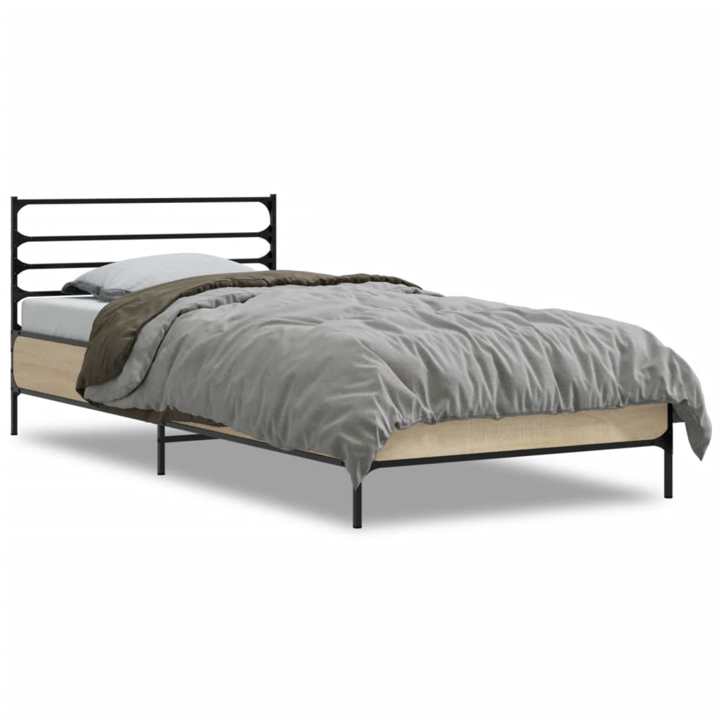 sengeramme 100x200 cm konstrueret træ og metal sonoma-eg