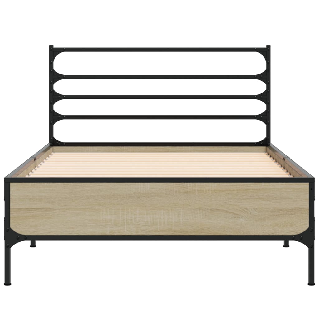 sengeramme 100x200 cm konstrueret træ og metal sonoma-eg