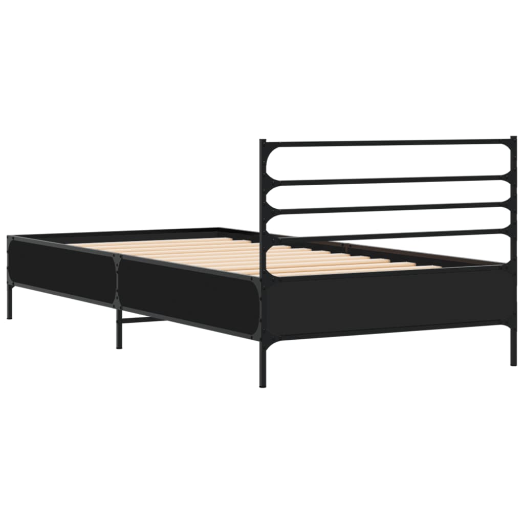 sengeramme 90x190 cm konstrueret træ og metal sort