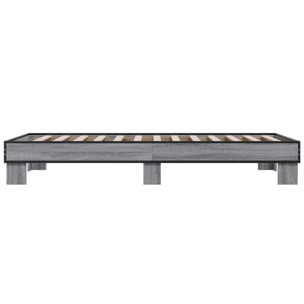 sengeramme 75x190 cm konstrueret træ og metal grå sonoma-eg
