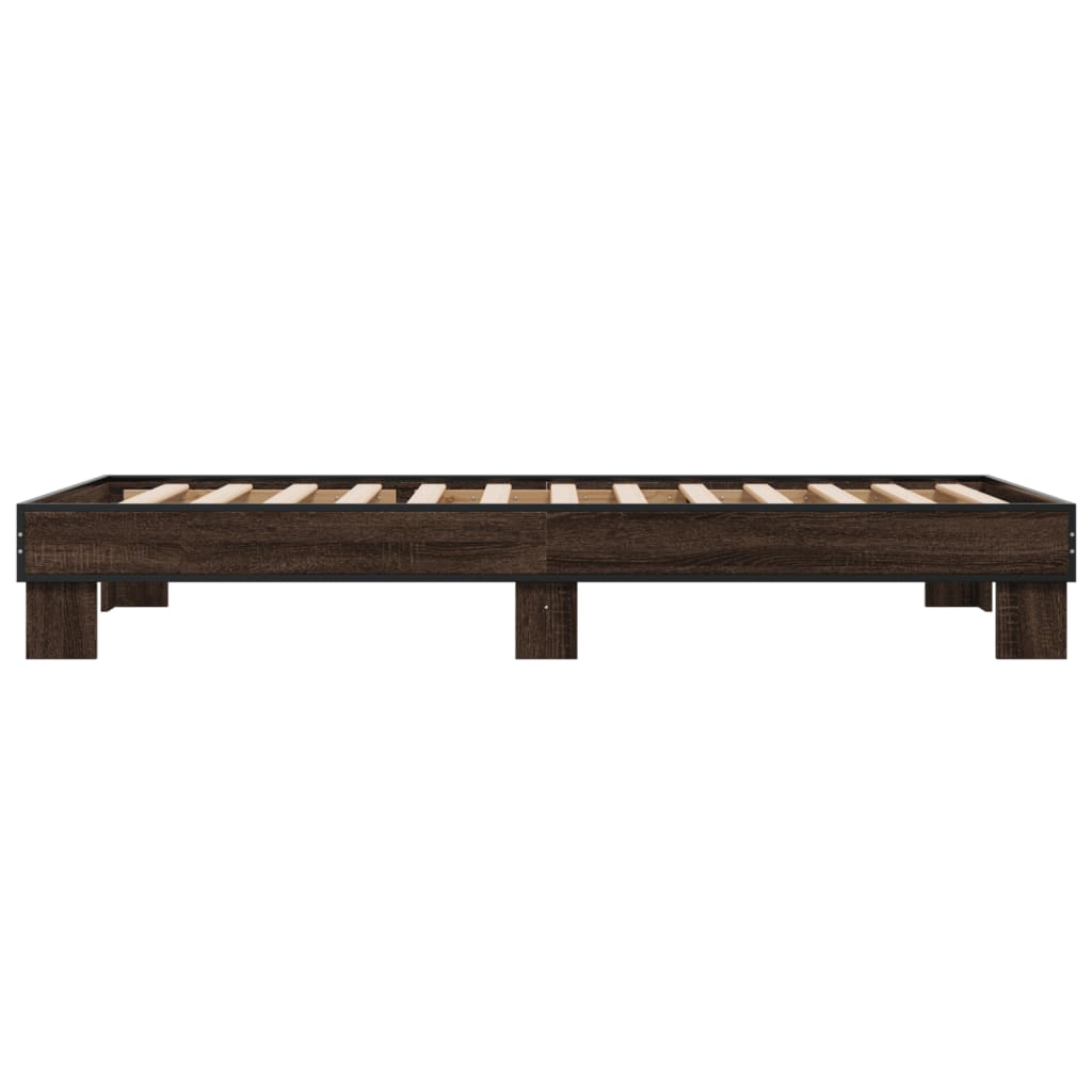 sengeramme 75x190 cm konstrueret træ og metal brun egetræsfarve