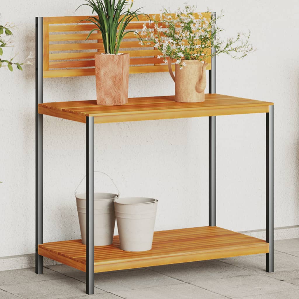 plantebord 90x50x110 cm massivt akacietræ og stål billede