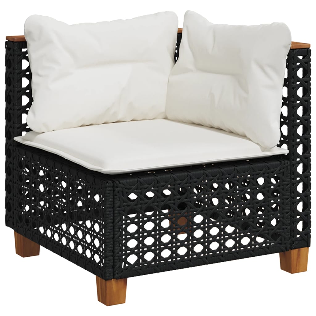 sofasæt til haven 4 dele med hynder polyrattan sort