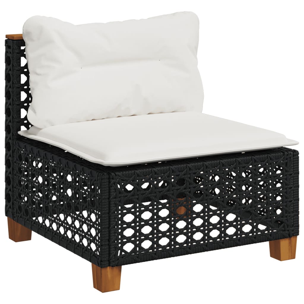 sofasæt til haven 4 dele med hynder polyrattan sort