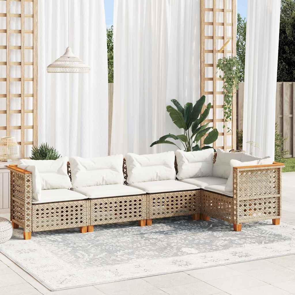 sofasæt til haven 5 dele med hynder polyrattan beige