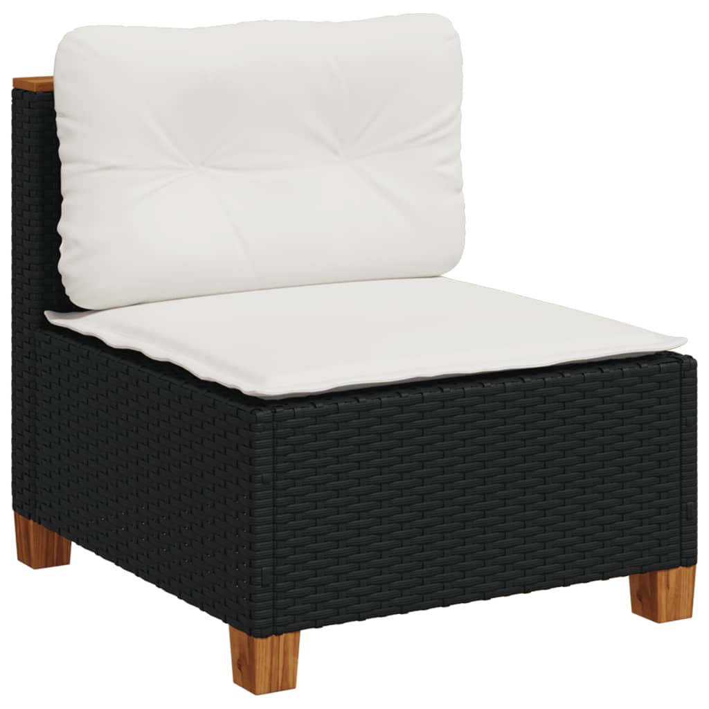 sofasæt til haven 6 dele med hynder polyrattan sort