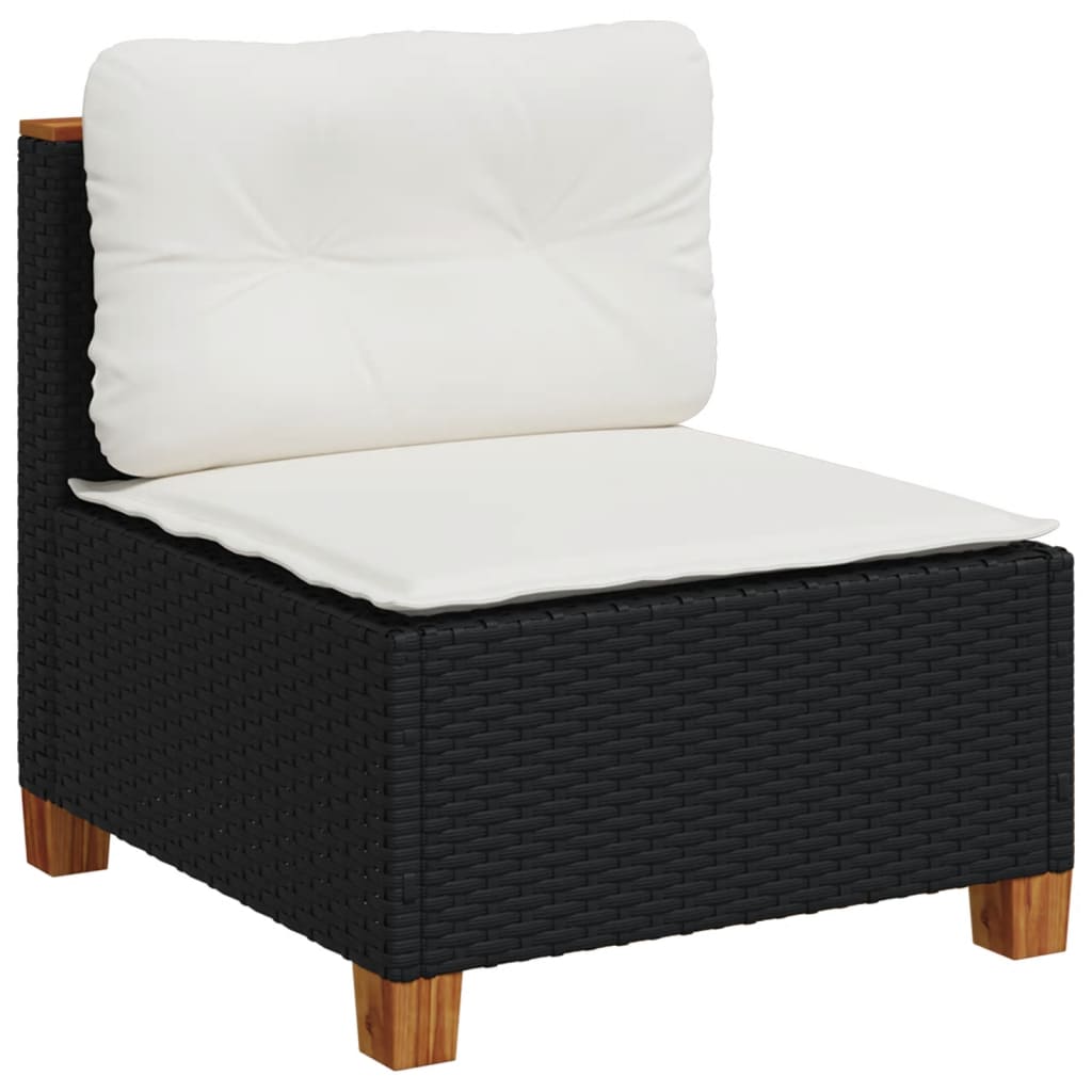 sofasæt til haven 6 dele med hynder polyrattan sort