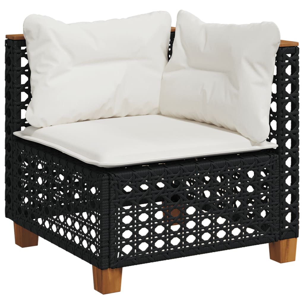 sofasæt til haven 6 dele med hynder polyrattan sort