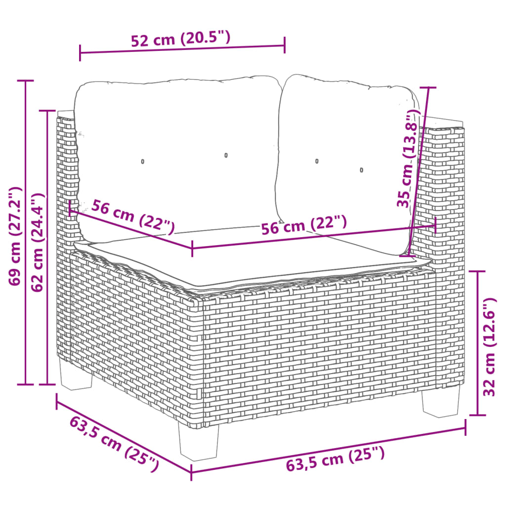 sofasæt til haven 7 dele med hynder polyrattan sort