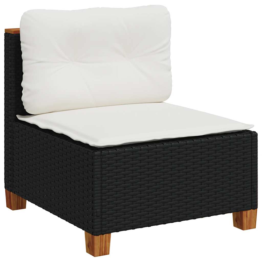 sofasæt til haven 7 dele med hynder polyrattan sort