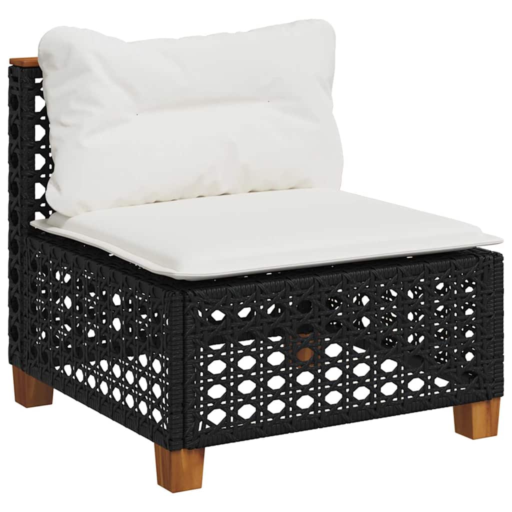 sofasæt til haven 7 dele med hynder polyrattan sort