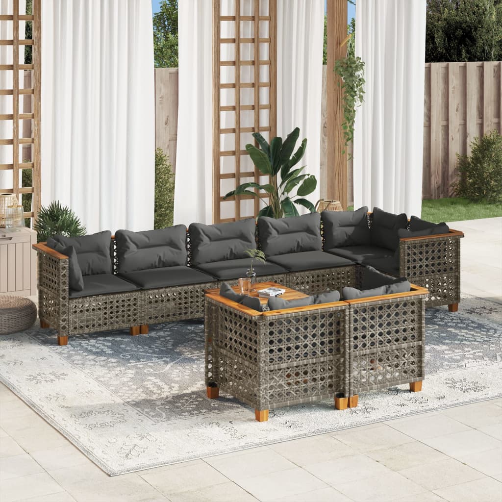 sofasæt til haven 9 dele med hynder polyrattan grå