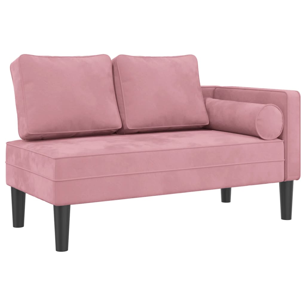 chaiselong med hynder fløjl pink