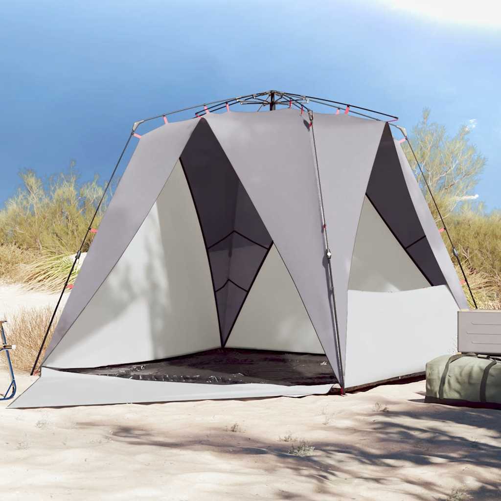 4-personers campingtelt vandtæt quick-release grå billede