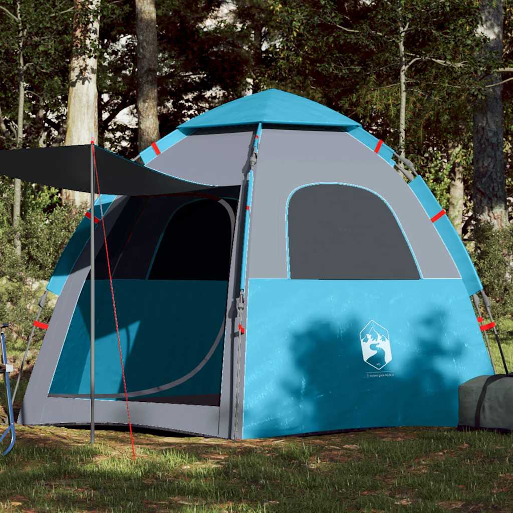 4-personers campingtelt quick-release blå billede