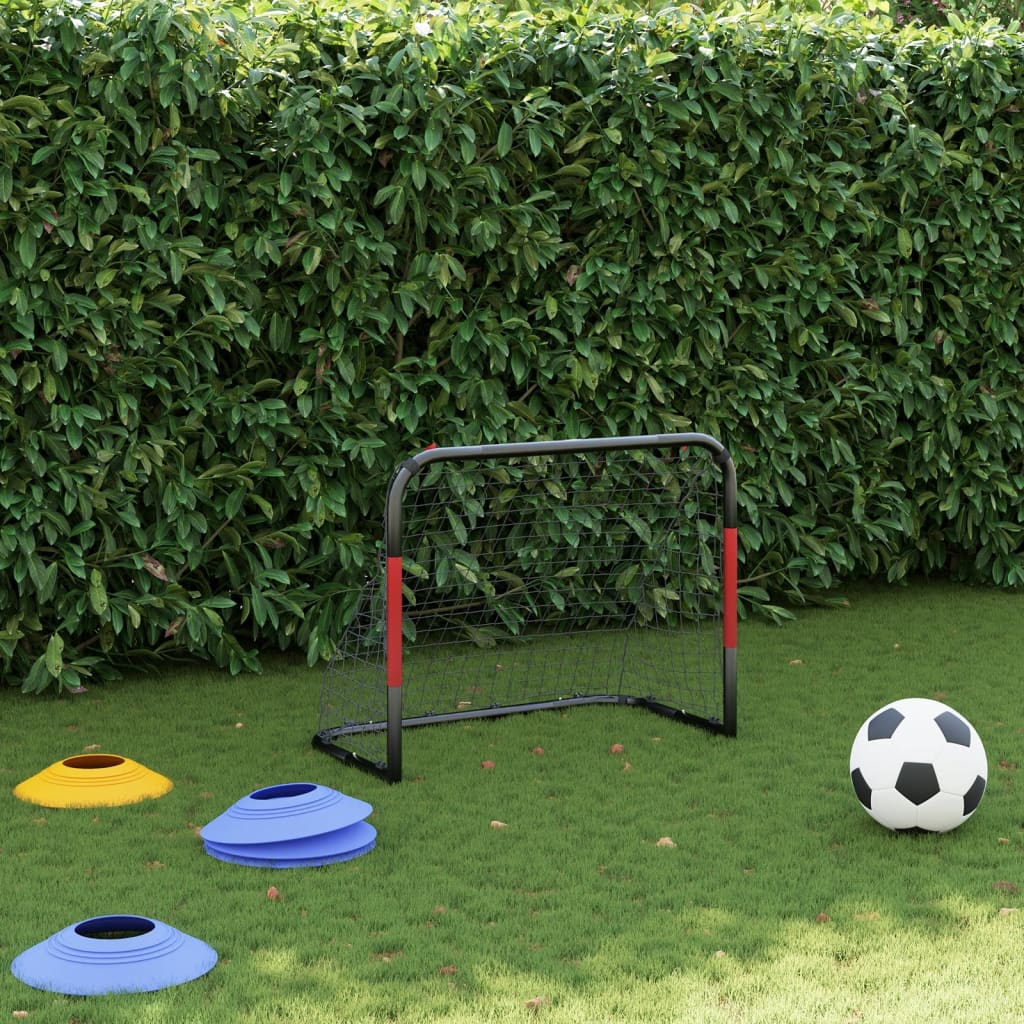 fodboldmål med net 90x48x71 cm stål rød og sort