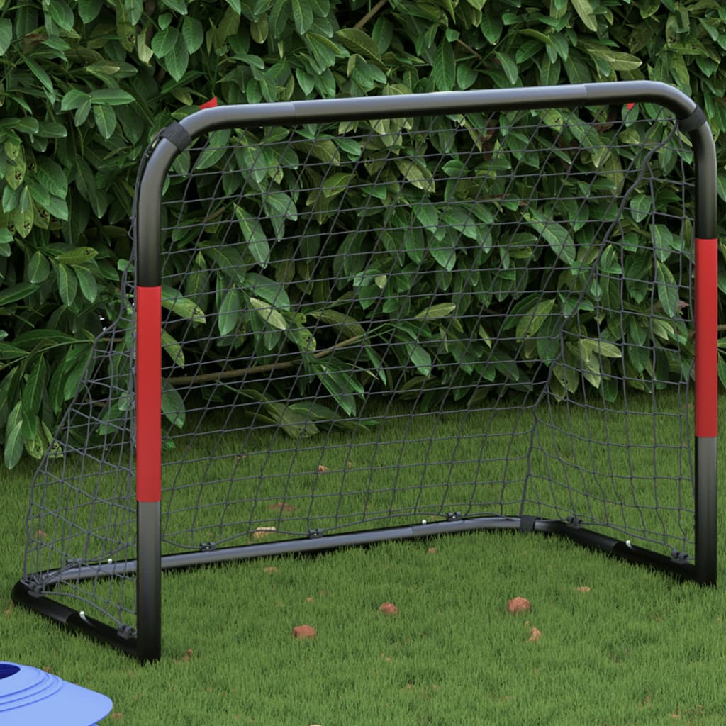 fodboldmål med net 90x48x71 cm stål rød og sort billede