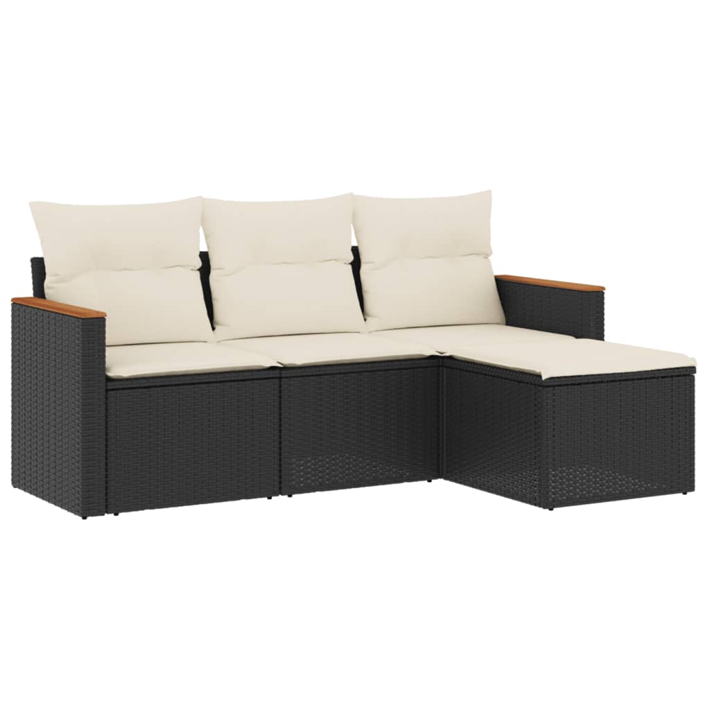 sofasæt til haven 4 dele med hynder polyrattan sort