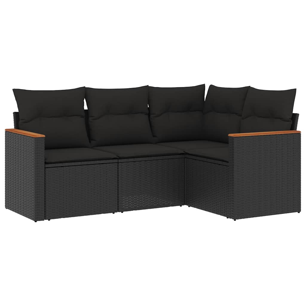sofasæt til haven 4 dele med hynder polyrattan sort
