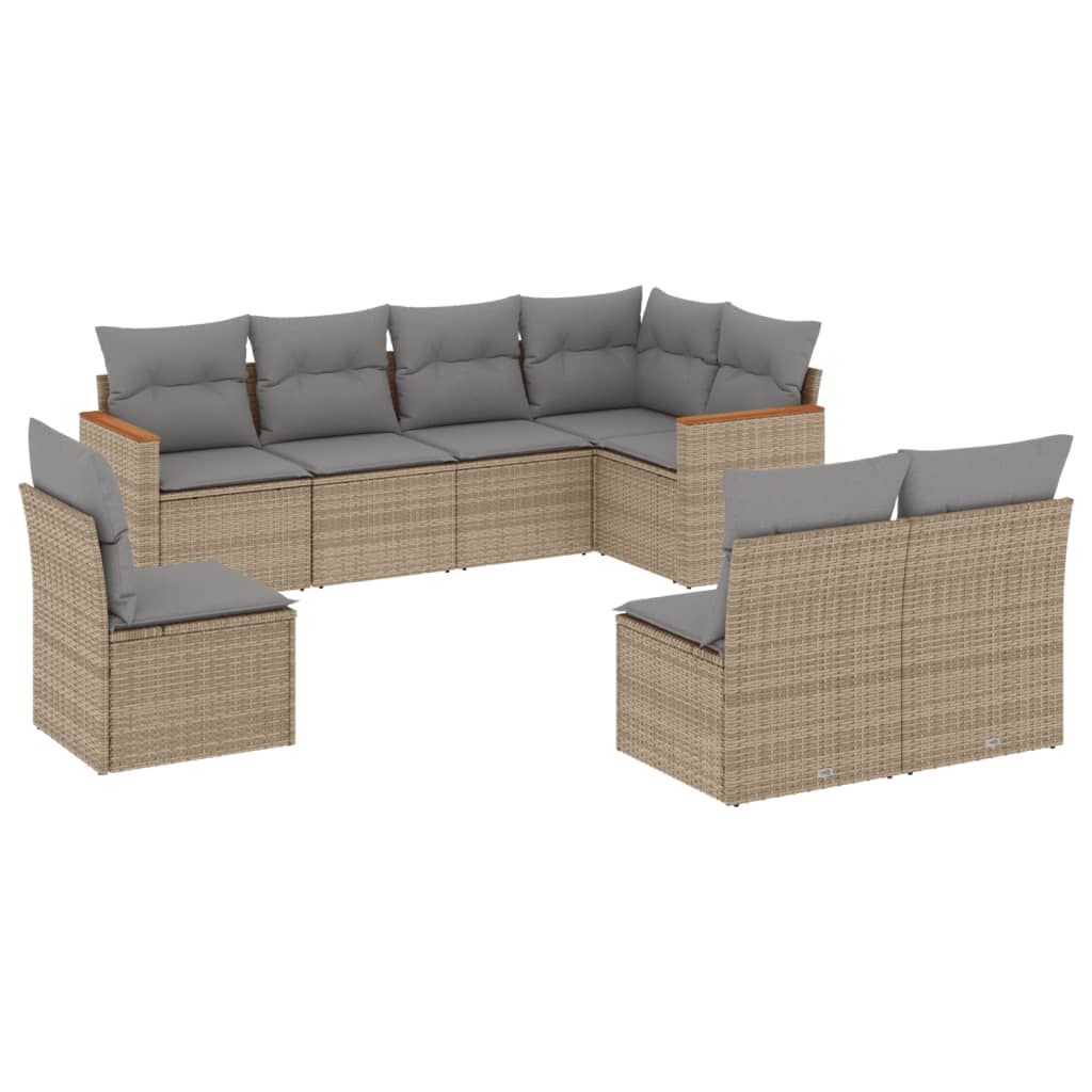 sofasæt til haven 8 dele med hynder polyrattan beige