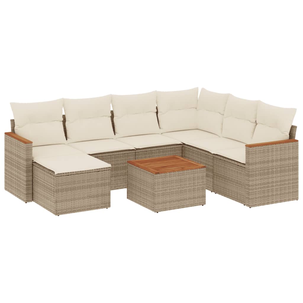 sofasæt til haven 8 dele med hynder polyrattan beige