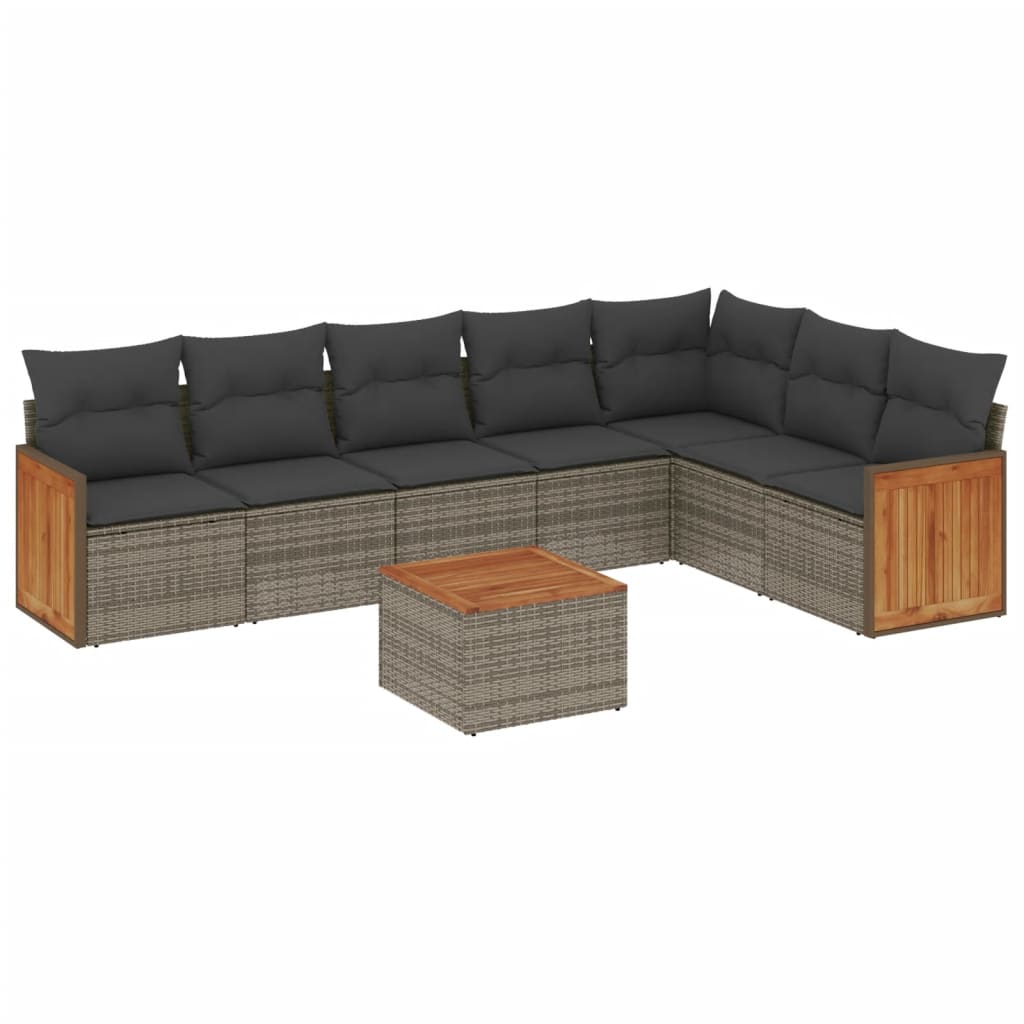 sofasæt til haven 8 dele med hynder polyrattan grå