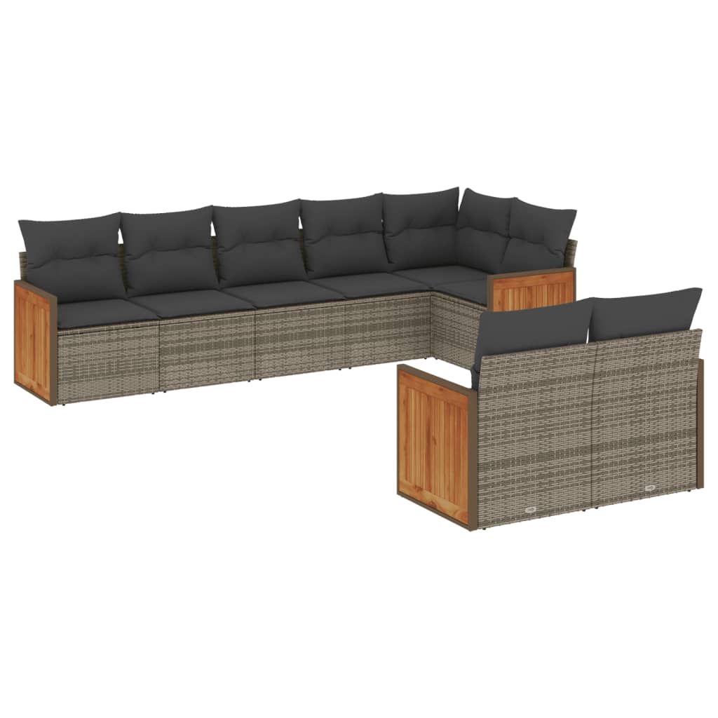 sofasæt til haven 8 dele med hynder polyrattan grå