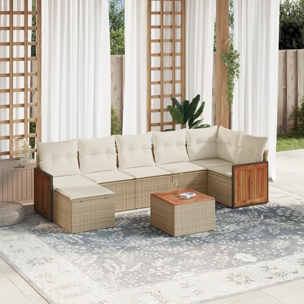 sofasæt til haven 8 dele med hynder polyrattan beige