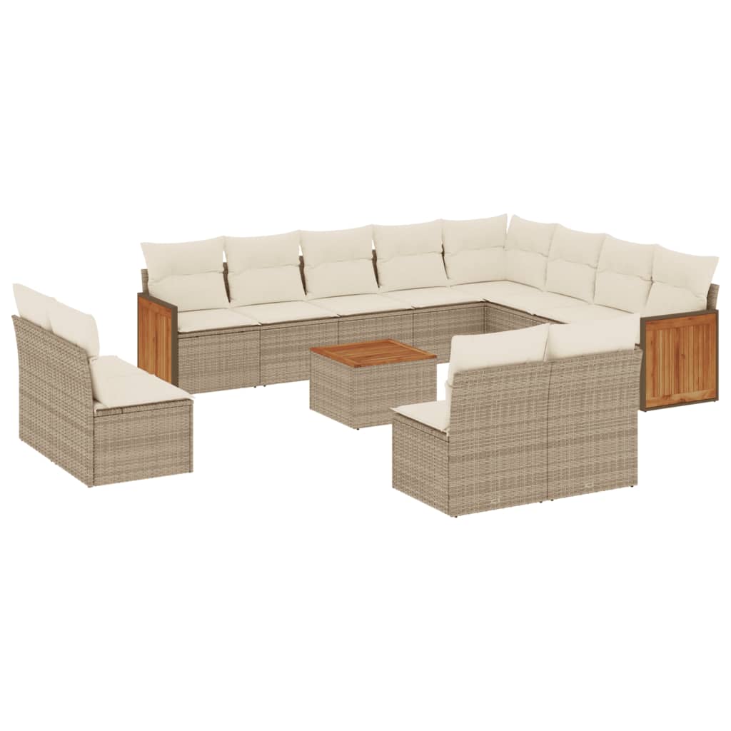 sofasæt til haven 13 dele med hynder polyrattan beige