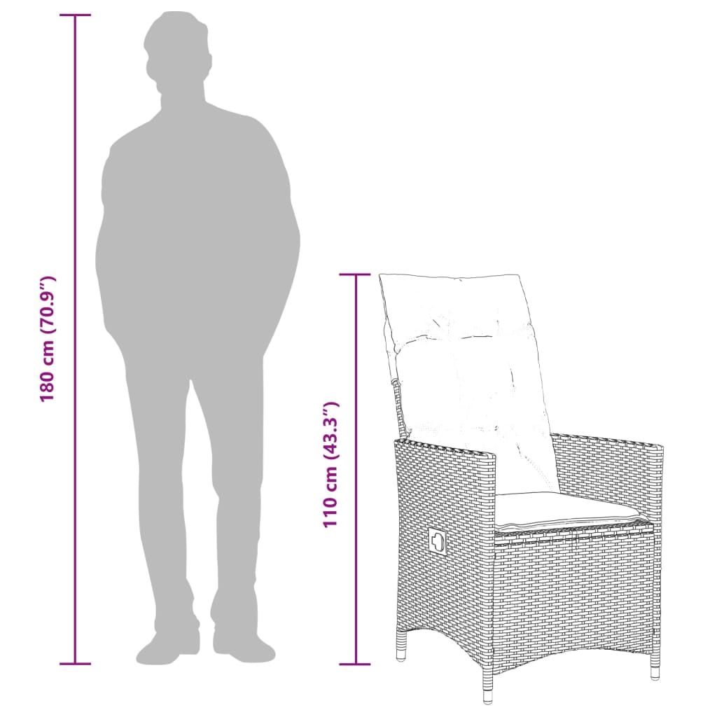 spisebordssæt til haven 7 dele med hynder polyrattan beige