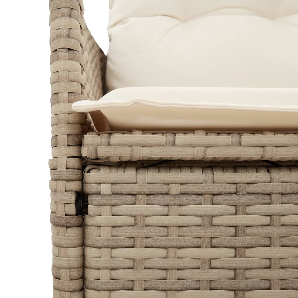 spisebordssæt til haven 9 dele med hynder polyrattan beige