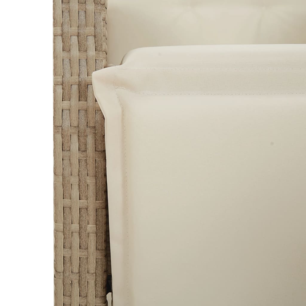 bistrosæt til haven 7 dele med hynder polyrattan beige