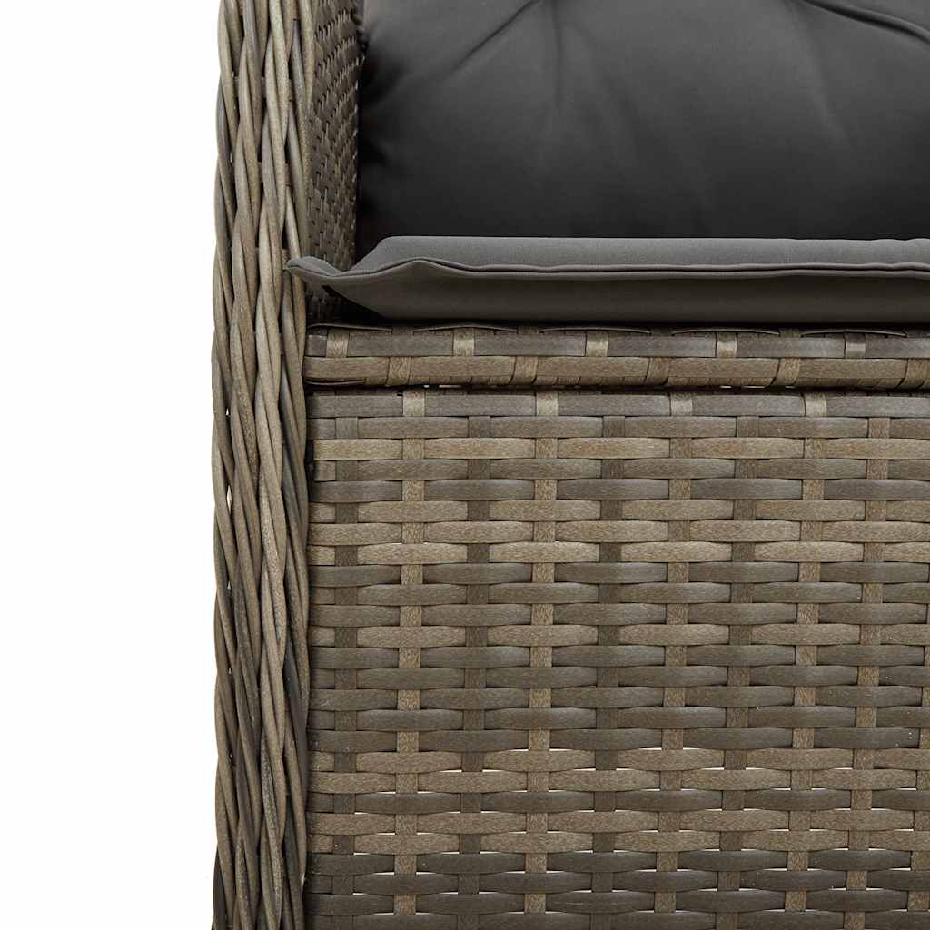 bistrosæt til haven 3 dele med hynder polyrattan grå