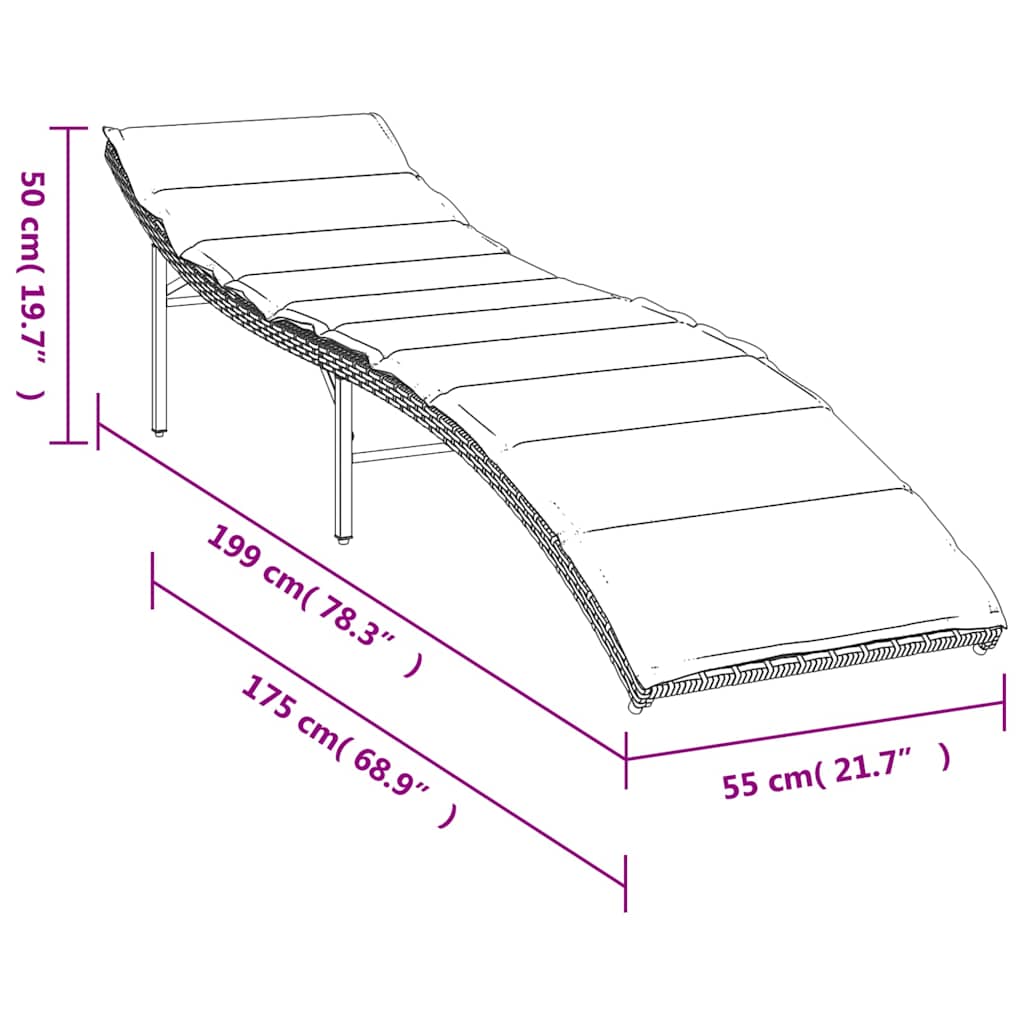 liggestole 2 stk. med hynder polyrattan sort