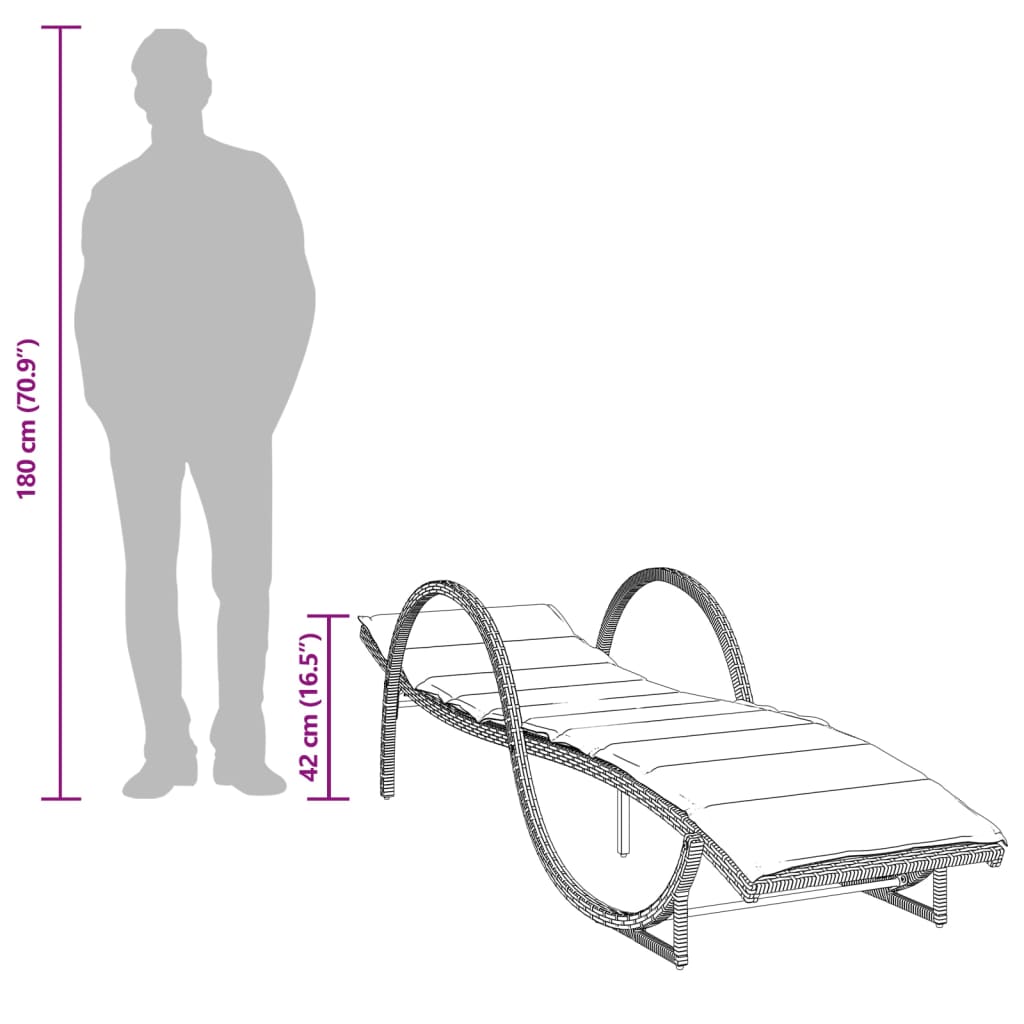 liggestole 2 stk. med hynder polyrattan grå