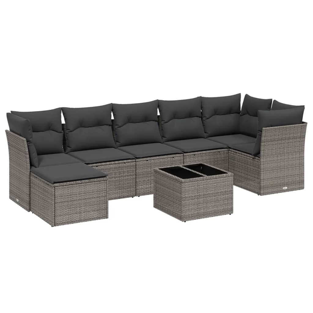 sofasæt til haven 8 dele med hynder polyrattan lysegrå