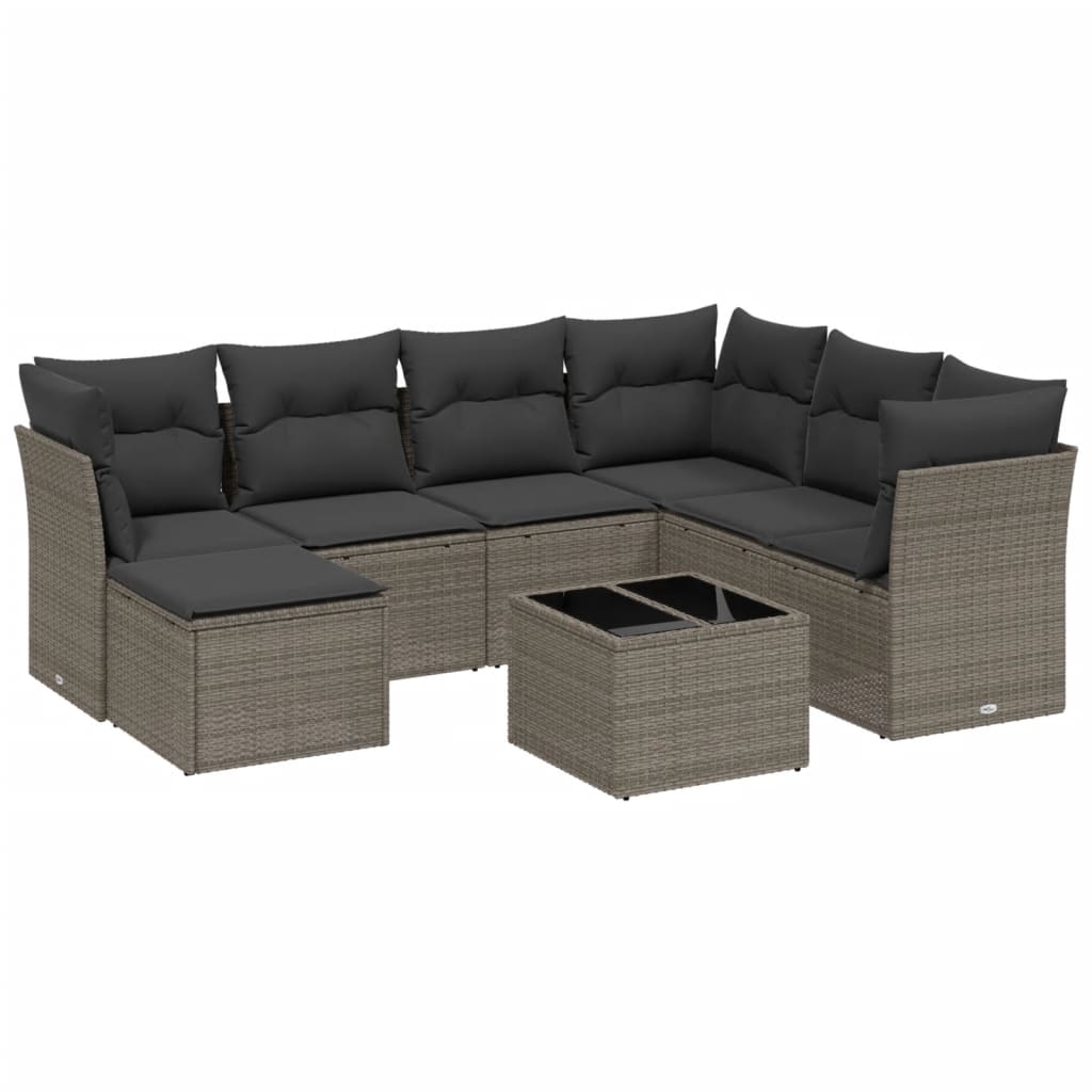 sofasæt til haven 8 dele med hynder polyrattan lysegrå