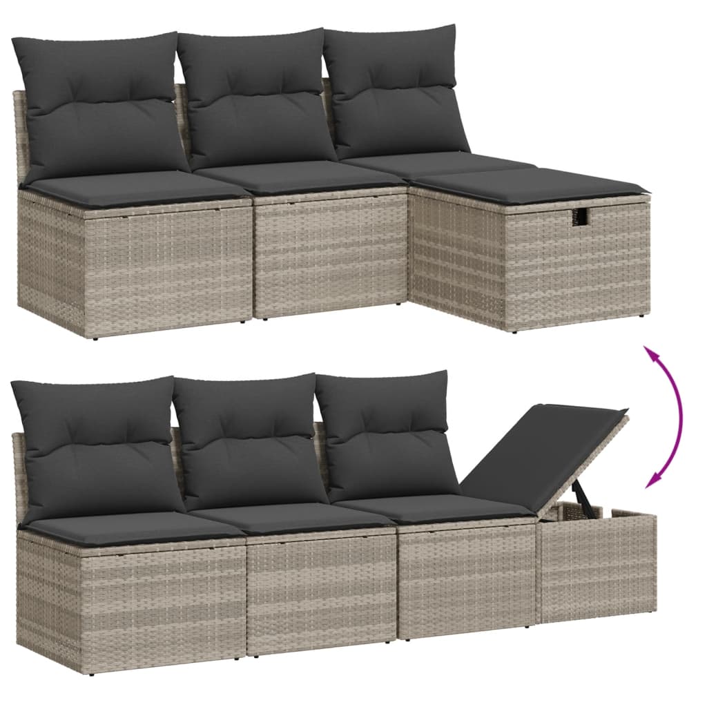 sofasæt til haven 7 dele med hynder polyrattan lysegrå