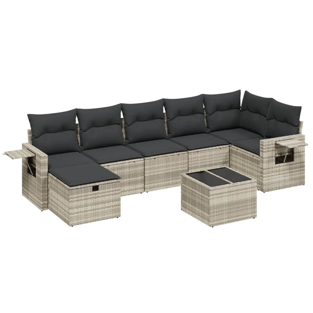 sofasæt til haven 8 dele med hynder polyrattan lysegrå