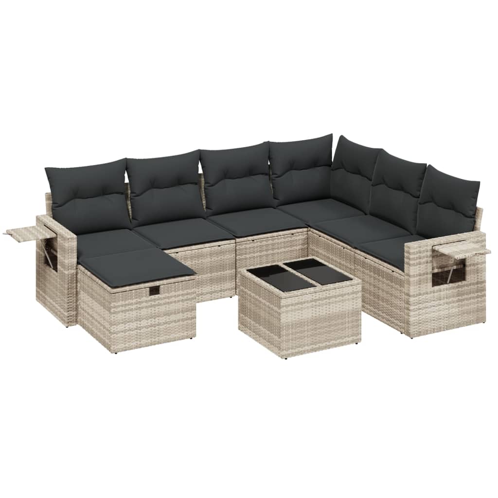 sofasæt til haven 8 dele med hynder polyrattan lysegrå